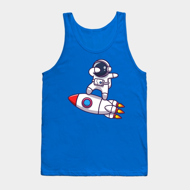 Cute Astronaut Dabbing On Rocket Cartoon Tank Top by Catalyst Labs